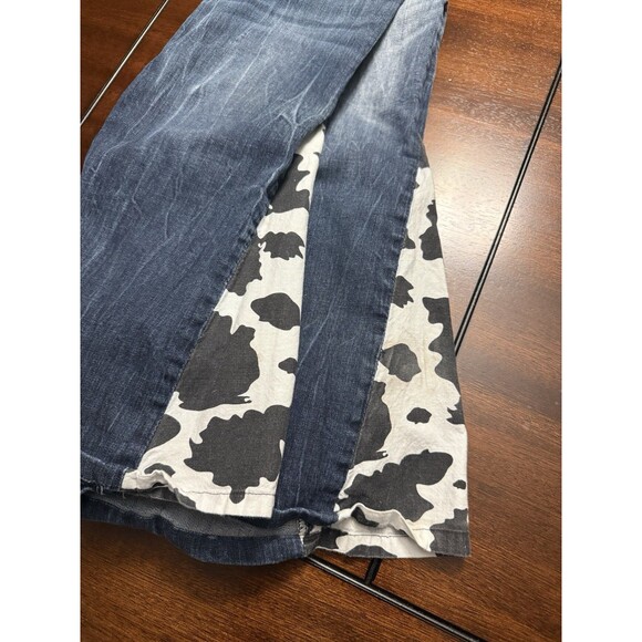 MISS ME Jeans Sunny Boot 28x33 Cow Print Distressed Denim Med Wash Flare Y2K - Picture 16 of 16